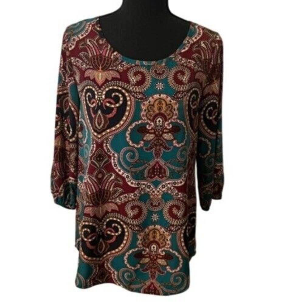 Peach Love California Vintage Boho Dress Tunic Small Hi‎ Low Retro Paisley USA